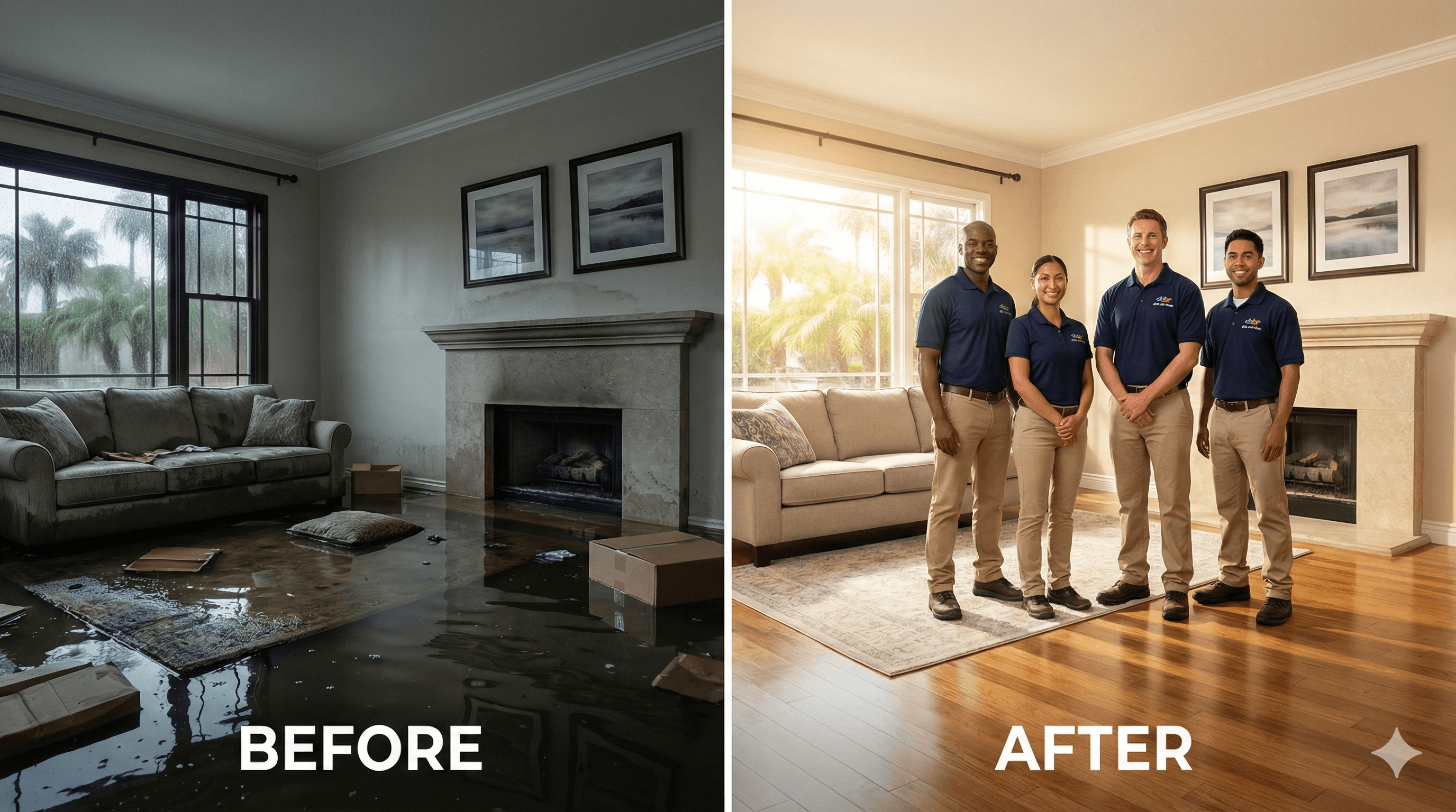 Water Damage Restoration - Before and After